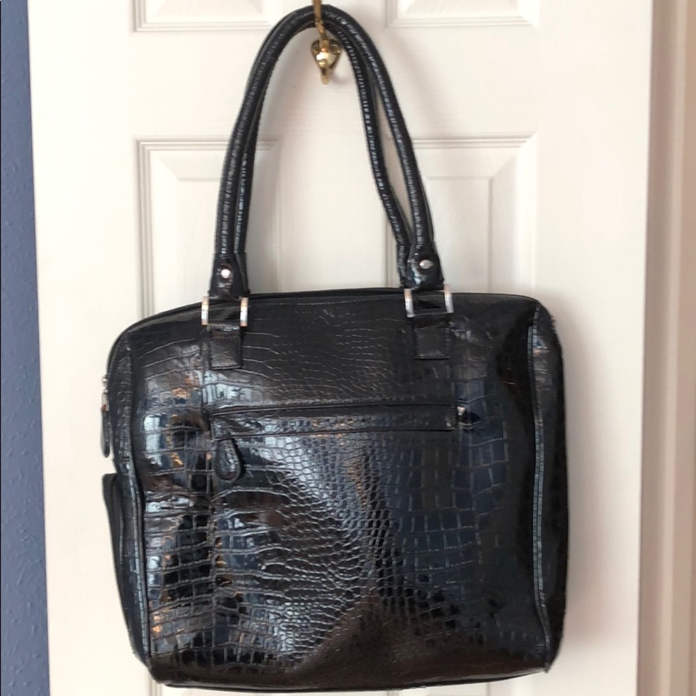 Black Patten Leather Travel Bag